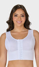 Brasier blanco de control plus size con realce, varillas laterales y 2 niveles de ajuste. Ideal para busto pesado.