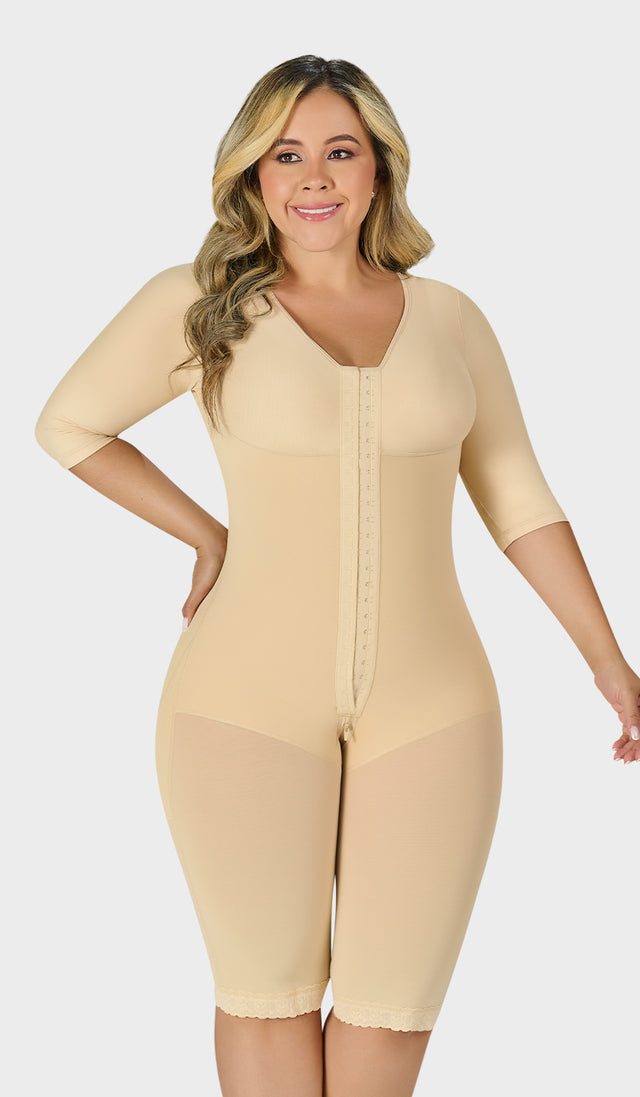 F-01271- Faja larga con brasier y mangas Basic Line