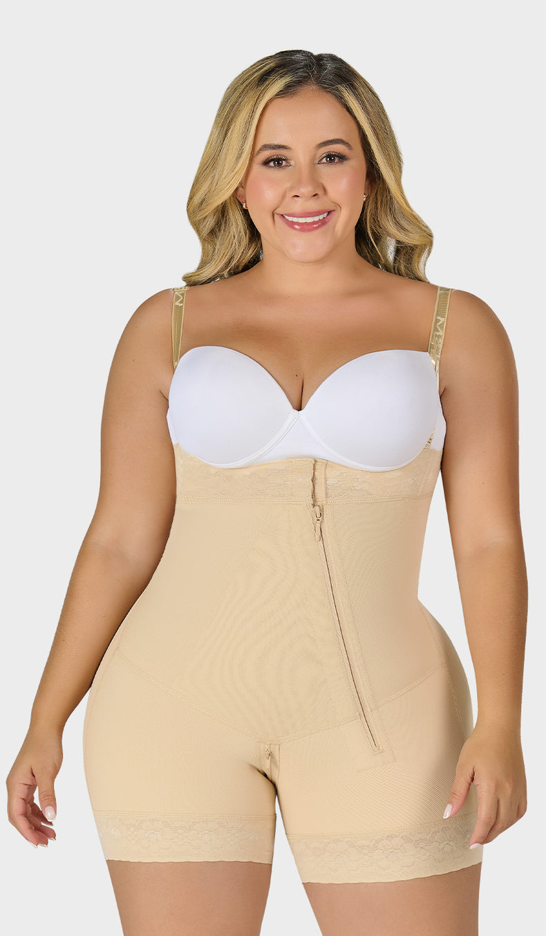 F-0766- Faja corta moldeadora con cierre diagonal